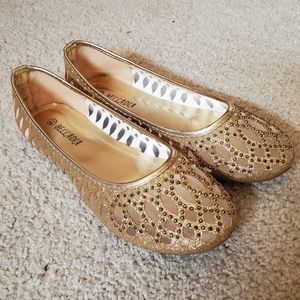 Gold glitter flats